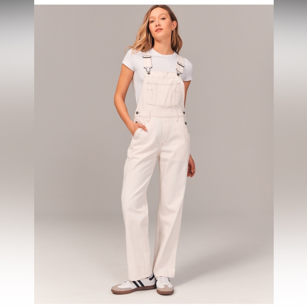 Abercrombie & Fitch Cream Denim Overalls